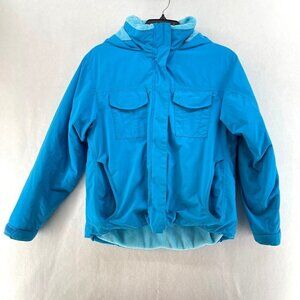 Cabelas Winter Jacket Youth Girl's Sz L Blue Hooded  Blue Full Zip Fleece Lined
